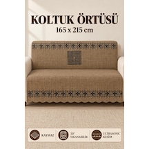Çok Amaçlı Kadife Koltuk Örtüsü Kaymaz Süngerli 165x215 Cm Modern Bohem Çekyat Şalı Piknik Masa Örtüsü Alk3 Kahverengi