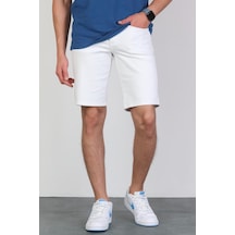 Erkek Beyaz Slim Kesim Comfort Likralı Esnek Jeans Şort Thomas-beyaz 001