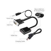 Kumandacenter-Vga To Hdmı Adaptör+Ses Destekli Usb Den Güç Alır