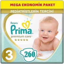 Prima Premium Care Bebek Bezi 3 Numara Midi 260 Adet Mega