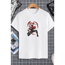 Unisex Kadın Erkek Spiderman 2099 Baskılı Oversize T-shirt Beyaz Mck2273 Beyaz