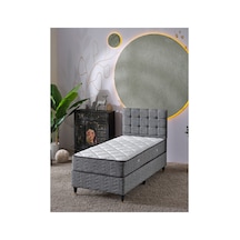 Beehanem Bengü Keten Gri Yatak + Başlık + Baza Seti 120x200 Ortopedik Geniş Tek Kişilik Premium 3'lü 120 x 200