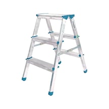 3+3 Çift Basamaklı Alüminyum Metal Merdiven Yükseklik 69cm Baş Genişlik 8cm 4915