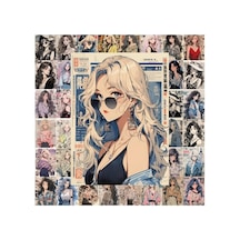 50'li Fashionable Woman Posters Stickers, Moda Sticker Seti Laptop Notebook Tablet Sticker Seti