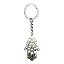 Desenli Fatma Ana Eli Figürlü Metal Anahtarlık Unisex Tasarım, Manevi Ve Koruyucu Aksesu