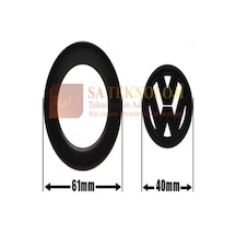 Volkswagen Direksiyon Logo Ve Çerçeve Seti Siyah 40mm Logo-61mm