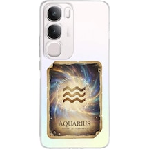 Vivo Y19s İle Uyumlu Burç Kartları Kova Tasarımlı Şeffaf Silikon Kılıf Şeffaf