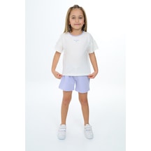 Toontoy Kids Toontoy Kız Çocuk Nakışlı Şortlu Takım Mavi