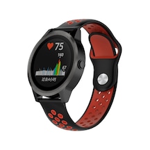 Samsung Gear S3 Gear Watch 3 45mm Uyumlu Spor Silikon Kordon Kayış Siyah Kırmızı