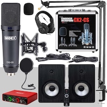 Midex Exclusive Paket-6 Stüdyo Ekipmanları Seti Monitör Mikrofon Ses Kartı Kulaklık