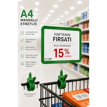 A4 Mandallı Fiyatlık Etiketlik Sepet Raf Askılık Fiyat Etiketi Çerçeveli Market Mağaza Yeşil