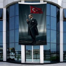 Mustafa Kemal Atatürk Ve Türk Bayrağı Poster Bayrak Raşel Kumal 4x6 Metre Ata61 Diğer