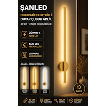 Dekoratif 20w İç Mekan Gold Kasa 3 Renkli Işık Elektrikli 80 Cm Duvar Aplik 10 Adet