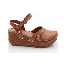 Dgn 217-2064 Kadin Mega Kalin Taban Sandalet Taba