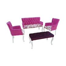 Bengimobilya Berjer Çay Set Kayın Lüken Aslan Iskelet Parlak Beyaz Kapitone Bo (381686251)