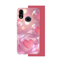 Samsung Galaxy A10s Uyumlu Kalp Baloncukları Baskılı Silikon Kılıf Renkli
