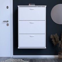 Modilayn Varbi Asma Antre 52 X 107 X 25, 5 Cm Lik 3 Düşer Kapak 6 Göz Raf Bölmeli Ayakkabılık Beyaz