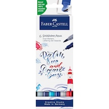 Goldfaber Aqua Çift Uç Markör Kaligrafi 6'li Seaside, Fırça Ve Fineliner, Solmaya Dayanıklı Mürekkep, Çevre Dos