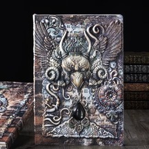 Hediyelik Renkli Deri Defter Kuş Kabartmalı