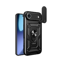 Apple iPhone Uyumlu  17 Air Uyumlu Pars Lens Yüzüklü Silikon - Siyah