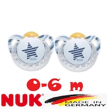 Nuk Trendline Adore Halkalı Ortodontik Kauçuk Emzik 0-6 Ay İkili / Mavi Açık Mavi