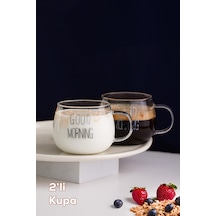 Porsima 2088 2li Borosilikat Isıya Ateşe Dayanıklı Cam Kulplu Çay Bardağı Kahve Bardak Kupa Şeffaf 400 Ml Şeffaf