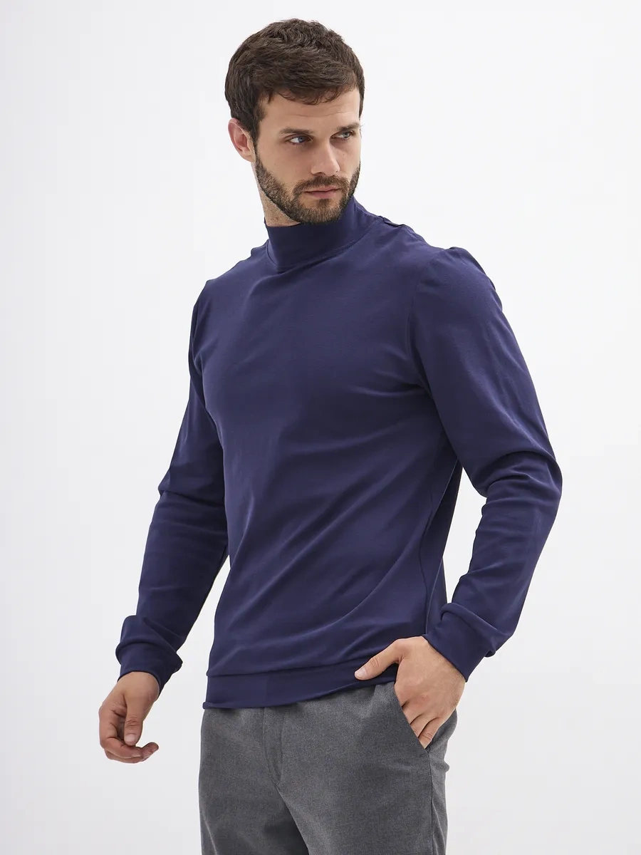 Adıl Collectıon Klasik Yaka Hasarlı Kazak 468806580 Koyu Mavi Grafit