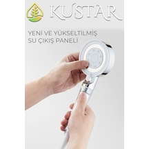 Kustar 5 Fonksiyonlu Krom Beyaz Çelik Filtreli Kireç Önleyici Yüksek Basınçlı Tasarruflu Banyo Duş Başlığı Diğer