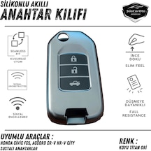 Honda Civic Fc5 Accord Cr-v Hr-v City Anahtar Uyumlu Silikon Anahtar Kılıfı Oto Anahtar Kabı Darbe Emici Anahtarlık Koyu Titan Gri 00 Şüsca
