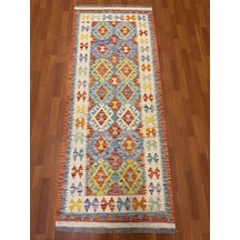 El Dokuma Afgan Kilim Yolluk 100% Yün Kök Boya Harıka Desenlı Yolluk Çok Renkli