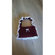 Pinterest Çantası Bordo - Beyaz