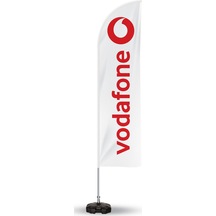 Vodafone Reklam Yönlendirme ve Tanıtım Yelken Bayragı Beyaz