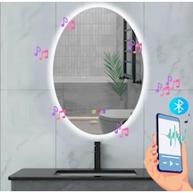 60x80 H Cm Bluetoothlu Buğu Çözücülü Dokunmatik Işıklı Ledli Elips Banyo Aynası