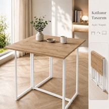 Workcomo Katlanır Çalışma Masası Yemek Masası Mutfak Masası Balkon Masası Beyaz - Çam