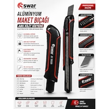 Swar Alüminyum Maket Bıçağı 18 X 0.5 Mm Abs Kilit Sitemi Otomatik Kilit Sistemi