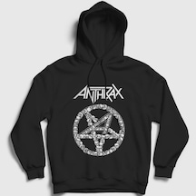 Presmono Unisex Skulls Anthrax Kapüşonlu Sweatshirt Siyah