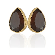 Kadir Jewellery 22 Ayar Altın Kaplama Kadın Minimal Küpe -el İşçiliği Ve Hipoalerjenik Küpe Kahverengi 97041390