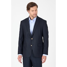 İmza Lacivert Düz Gabardin Mono Yaka 2 Düğme 4 Drop Comfort Fit Basic Ceket 1002250005 206 Lacivert