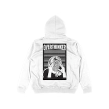 Startmore Adrift Overthinker Beyaz Oversize Unisex Kapüşonlu Sweatshirt Hoodie Beyaz