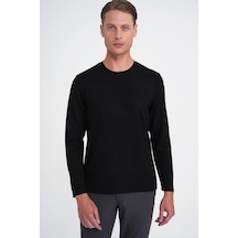 Efor Comfort Fit Bisiklet Yaka Uzun Kol Casual Siyah Tişört Ts 892 Siyah