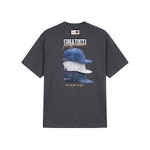 Respire Erkek Shaded Baskılı Oversize T-shirt Füme