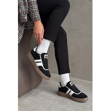 V.S.H Velvet Rota Kadın Siyah-beyaz Sneaker Spor Ayakkabı - Kadın Günlük Ayakkabı-2526 Siyah Beyaz