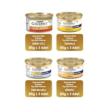 Gold Kıyılmış Kedi Konserve Maması, 85g X 12 Adet, Karışık Paket