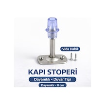 Kapı Arkası Kolu Stoperi Metal Gövde Şeffaf Uç 8 Cm Duvar Tipi Vida Dahil