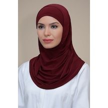Hürrem Bone Bordo Pratik Hazır Geçmeli Tesettür Eşarp Sandy Kumaş Kendinden B Bordo