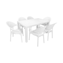 Luna Elit Rattan 90x150 Eylül Koltuk Masa Takımı Beyaz