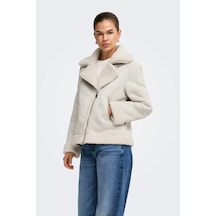 Only Kadın Onlzen Yakası Ve İçi Kürklü Süet Mont 15374148 Taş