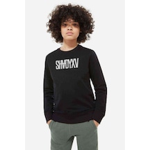 Tshirthane Shvdyxv Logo Baskılı Unisex Çocuk Siyah Sweatshirt Siyah