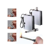 Benzinli Kibrit Çakmak Magnezyum Çubuklu Anahtarlıklı Benzinli Metal Kibrit Gümüş Çok Renkli