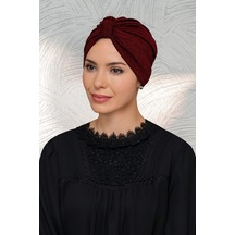 Bordo Pratik Hazır Geçmeli Tesettür Bone Petekli Büzgülü 1204_16 Bordo